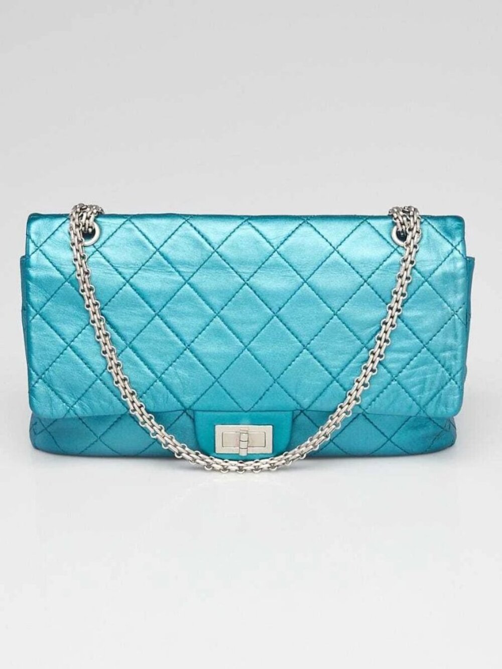 Chanel Turquoise 2.55 Reissue Quilted Classic Calfskin Leather 227 Jumbo Flap...